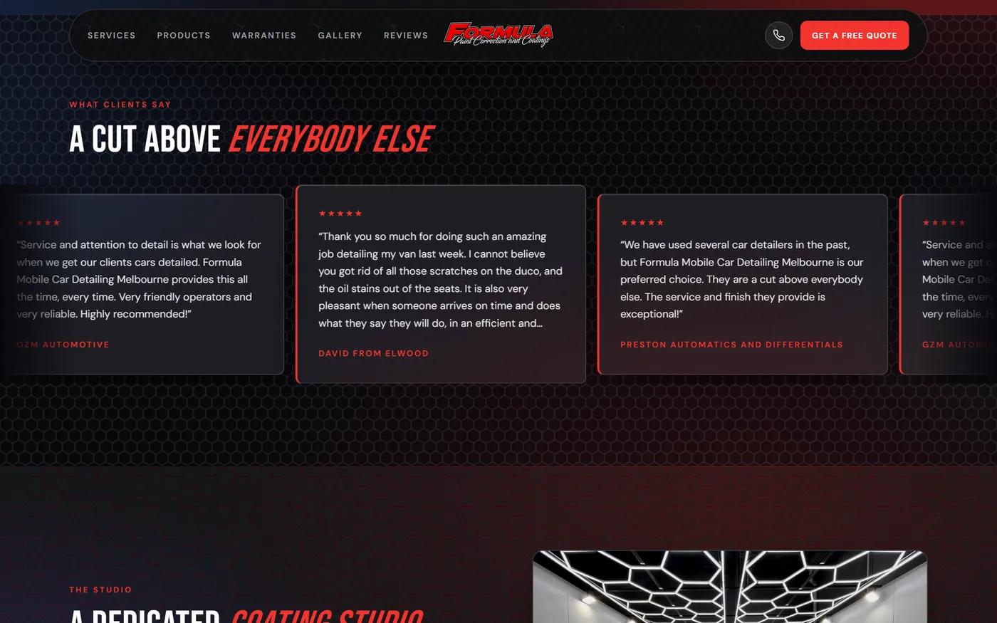 Formula Mobile Car Detailing, lower page
