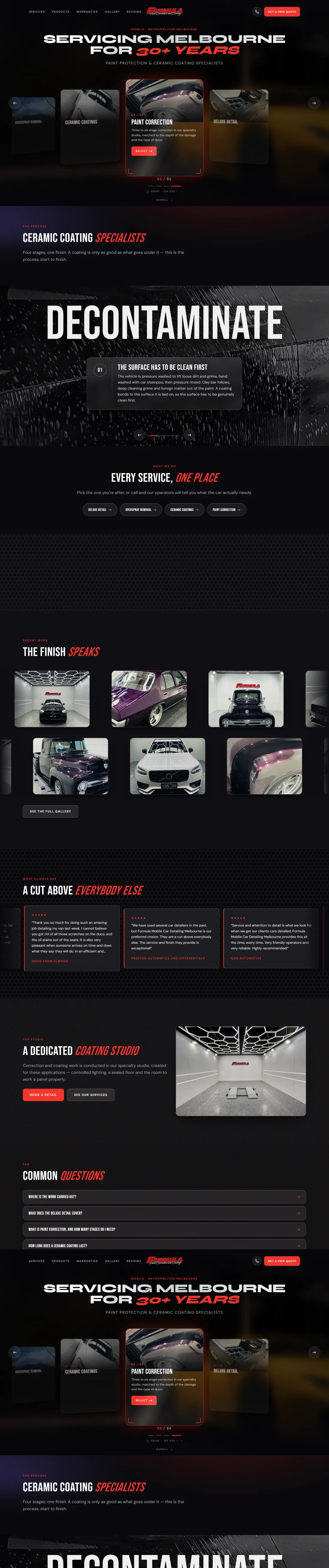 Formula Mobile Car Detailing website