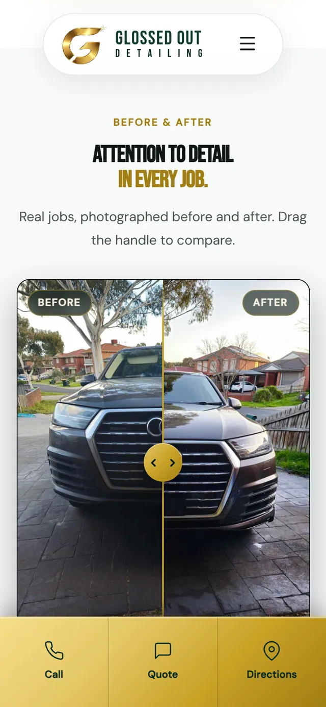 Glossed Out Detailing, mobile, scrolled
