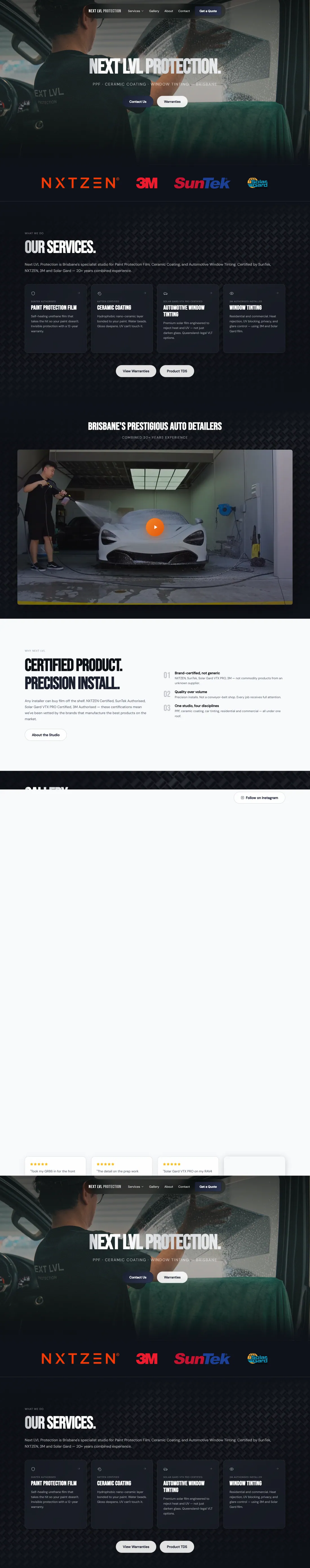 NEXT LVL Protection website, full page