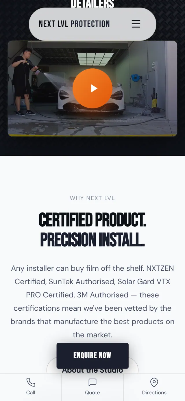 NEXT LVL Protection, mobile, scrolled