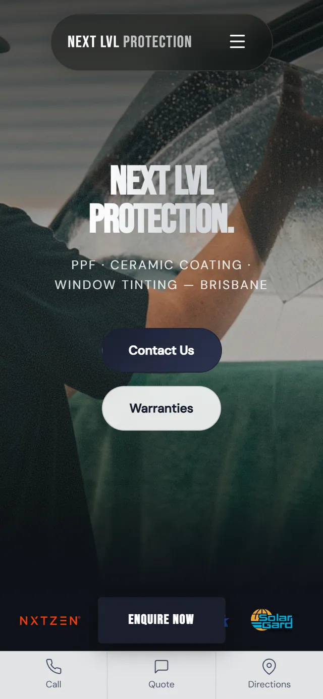 NEXT LVL Protection website, mobile