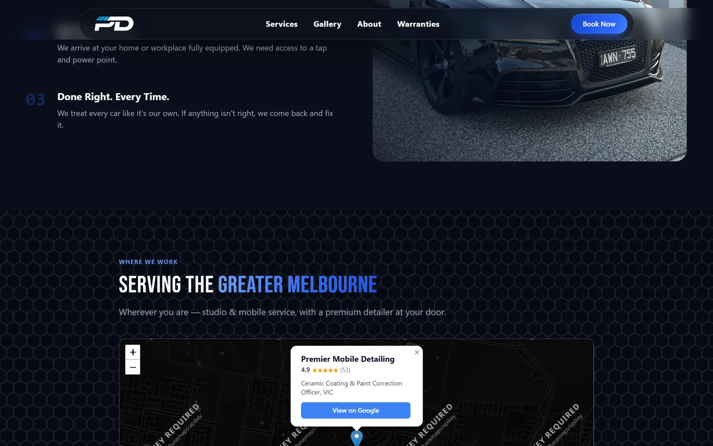 Premier Mobile Detailing, lower page