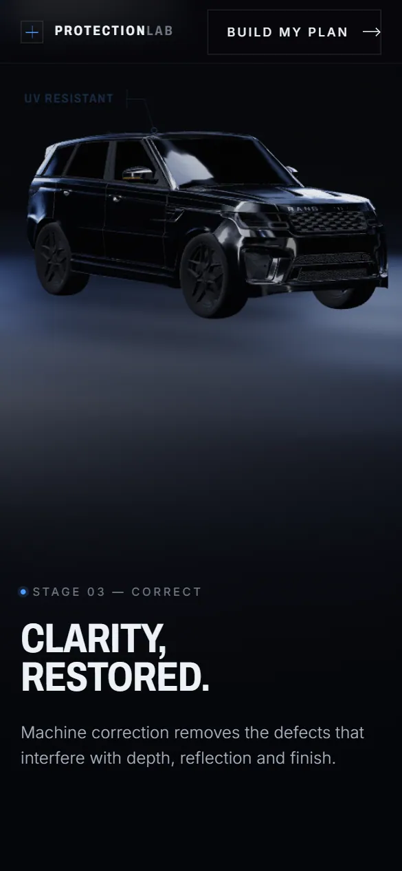 The Protection Lab, mobile, scrolled